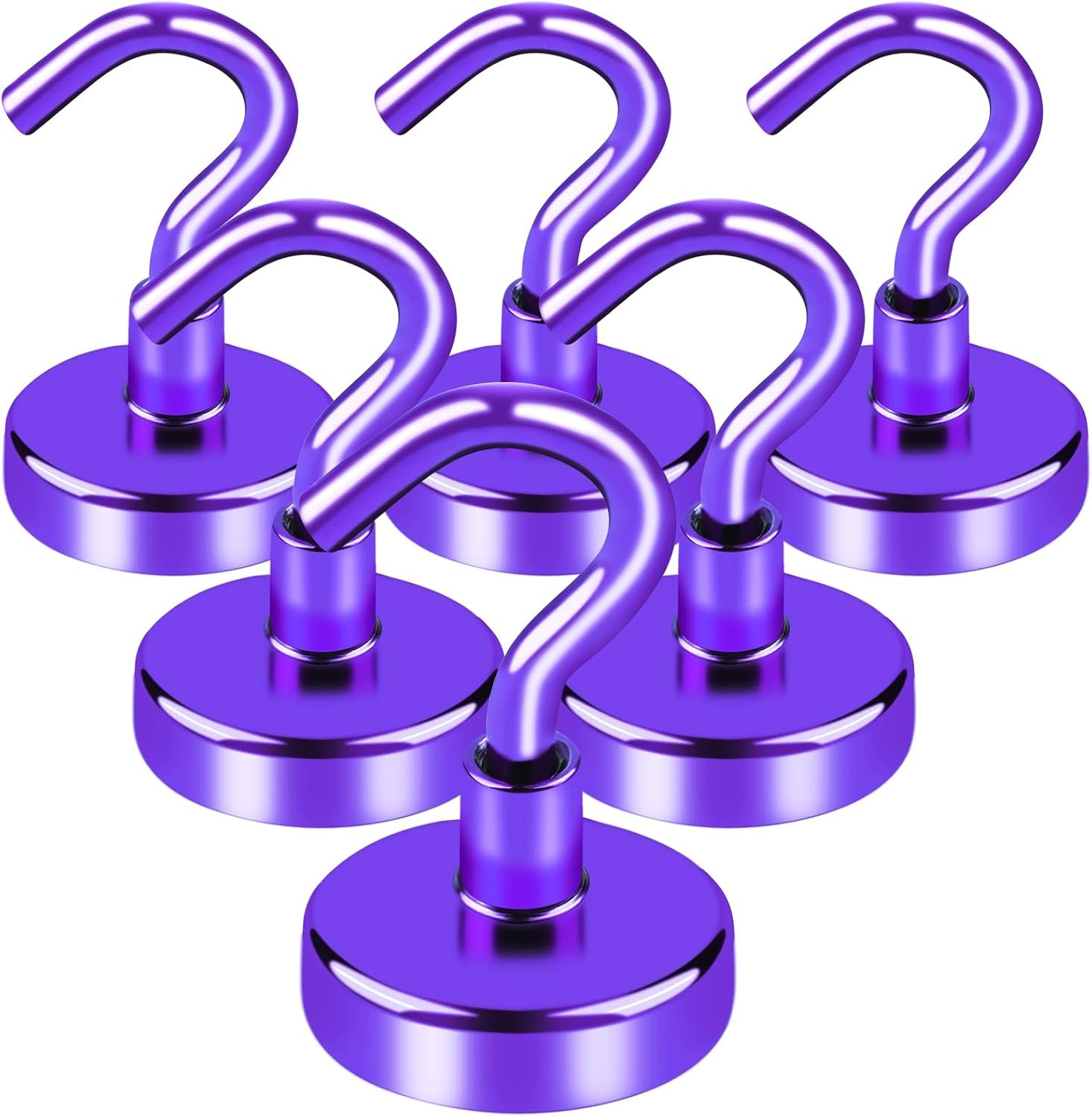 LOVIMAG Cruise Essentials Must Haves, 40Lbs Purple Cruise Magnets, Strong Magnetic Hooks for Hanging Cruise Lanyard, Fridge, Ceiling, 6 Pack