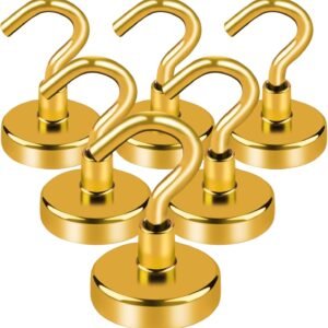 LOVIMAG Cruise Essentials Must Haves, 40Lbs Yellow Magnets, Strong Magnetic Hooks for Hanging, 6 Pack
