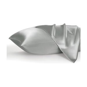 Satin Pillowcase, Similar to Silk Pillow Cases Queen Size Set of 2, Cooling Pillow Case with Envelope Closure, Christmas Room Decor Gifts for Women Men, Silver Grey, 20x30 Inches, 2pcs