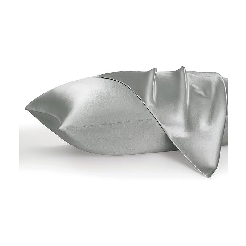 Satin Pillowcase, Similar to Silk Pillow Cases Queen Size Set of 2, Cooling Pillow Case with Envelope Closure, Christmas Room Decor Gifts for Women Men, Silver Grey, 20x30 Inches, 2pcs