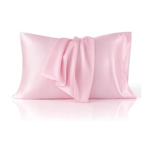 Satin Pillowcase for Hair and Skin Queen, Similar to Silk Pillow Cases, Pillow Cases Set of 2 with Envelope Closure, Pink Room Decor Essentials for Girls, 20x30 Inches, 2pcs