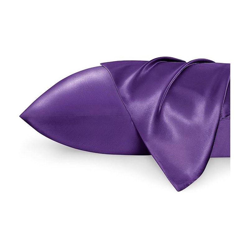 Satin Pillowcases, Similar to Silk Pillow Cases Queen Size Set of 2, Purple Pillow Case for Sleeping Women with Envelope Closure, Gifts for Women Men, 20x30 Inches, 2pcs