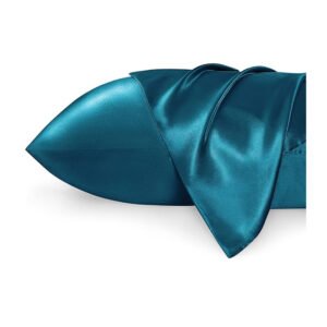 Satin Pillowcases, Similar to Silk Pillow Cases Queen Size Set of 2, Pillow Case for Sleeping Women with Envelope Closure, Gifts for Women Men, Teal, 20x30 Inches, 2pcs