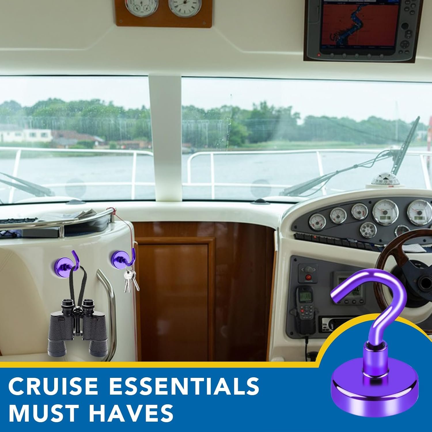LOVIMAG Cruise Essentials Must Haves, 40Lbs Purple Cruise Magnets, Strong Magnetic Hooks for Hanging Cruise Lanyard, Fridge, Ceiling, 6 Pack - Image 2