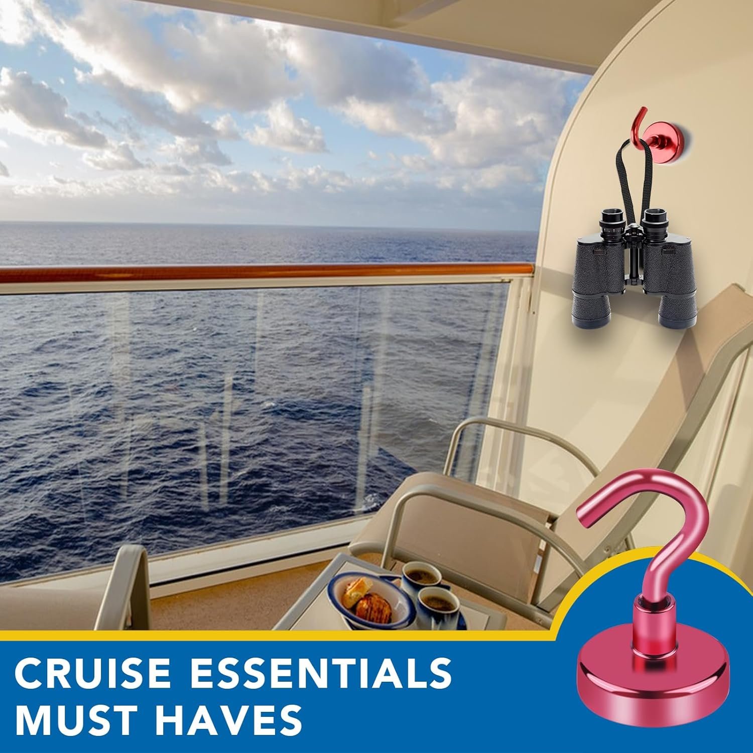 LOVIMAG Cruise Essentials, 40Lbs Red Cruise Magnets, Magnet Hooks for Cruise Cabin,Strong Magnetic Hooks for Hanging Cruise Lanyard, Fridge, Ceiling, 6 Pack - Image 2
