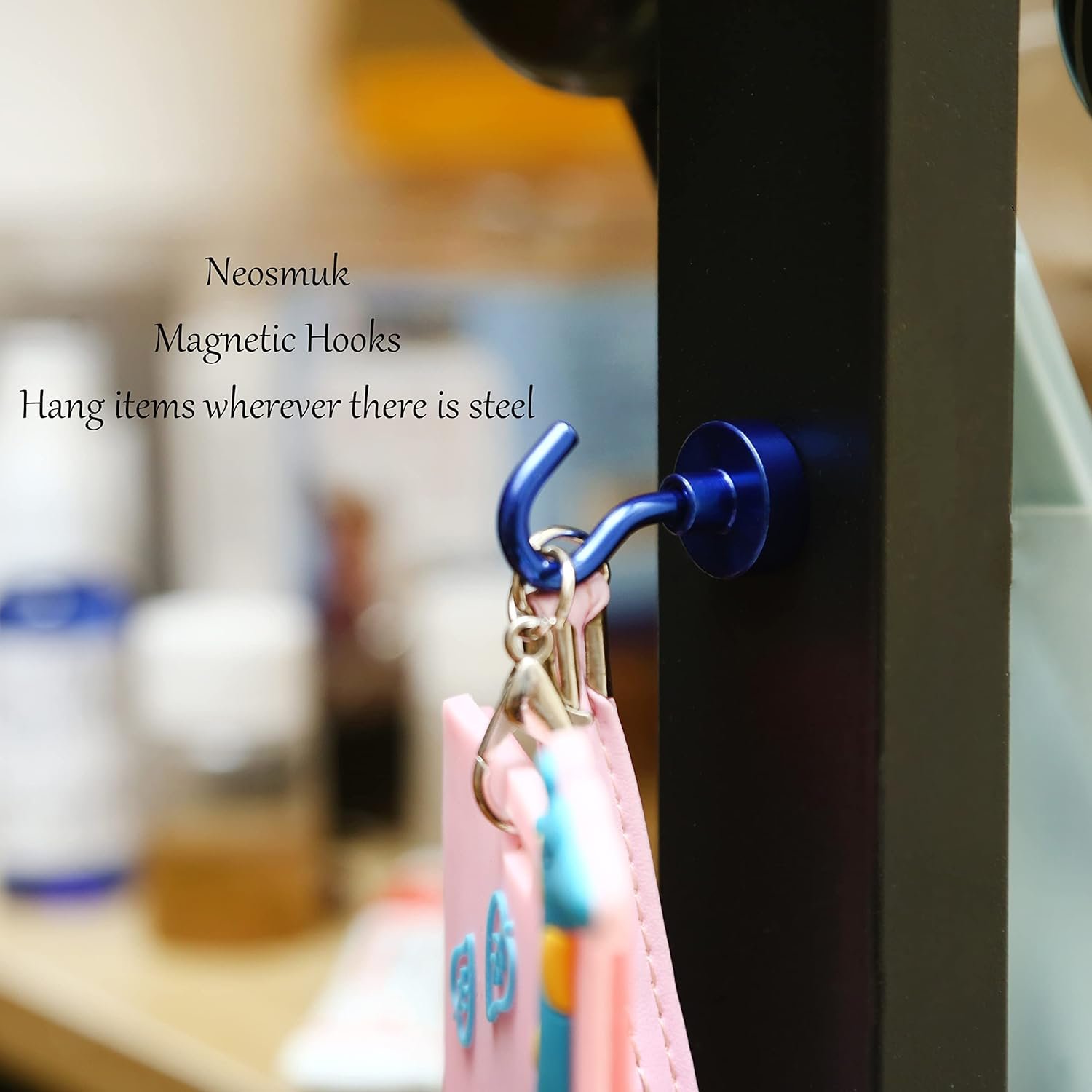 Neosmuk Magnetic Hooks, 30lb+ Heavy Duty Earth Magnets with Hook for Refrigerator, Extra Strong Cruise Hook for Hanging, Magnetic Hanger for Cabins, Grill (Navy Blue, Pack of 6) - Image 2