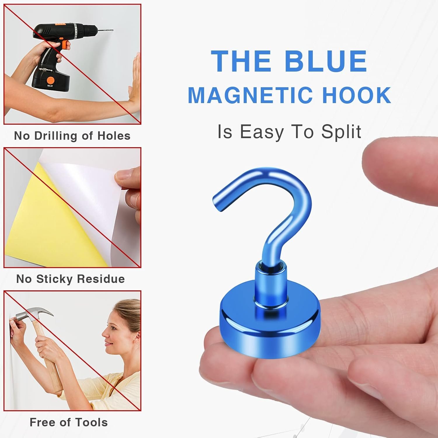 LOVIMAG Magnetic Hooks,25Lbs Magnet Hooks for Cruise Cabin, Magnetic Hooks for Hanging, Fridge, Classroom, Refrigerator, Ceiling, Office, Kitchen. Grill, Garage-6 Pack of Blue Visit the LOVIMAG Store - Image 3