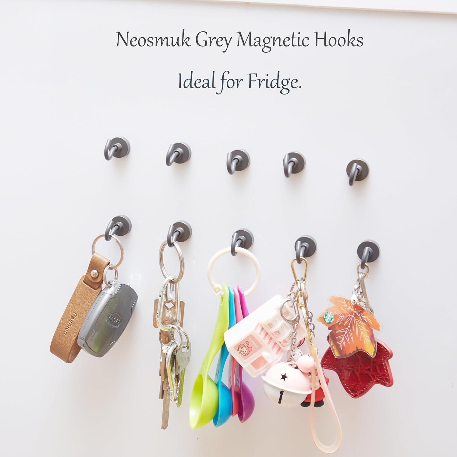 Neosmuk Magnetic Hooks, 30lb+ Heavy Duty Earth Magnets with Hook for Refrigerator, Extra Strong Cruise Hook for Hanging, Magnetic Hanger for Curtain, Grill(Grey, Pack of 6) - Image 3
