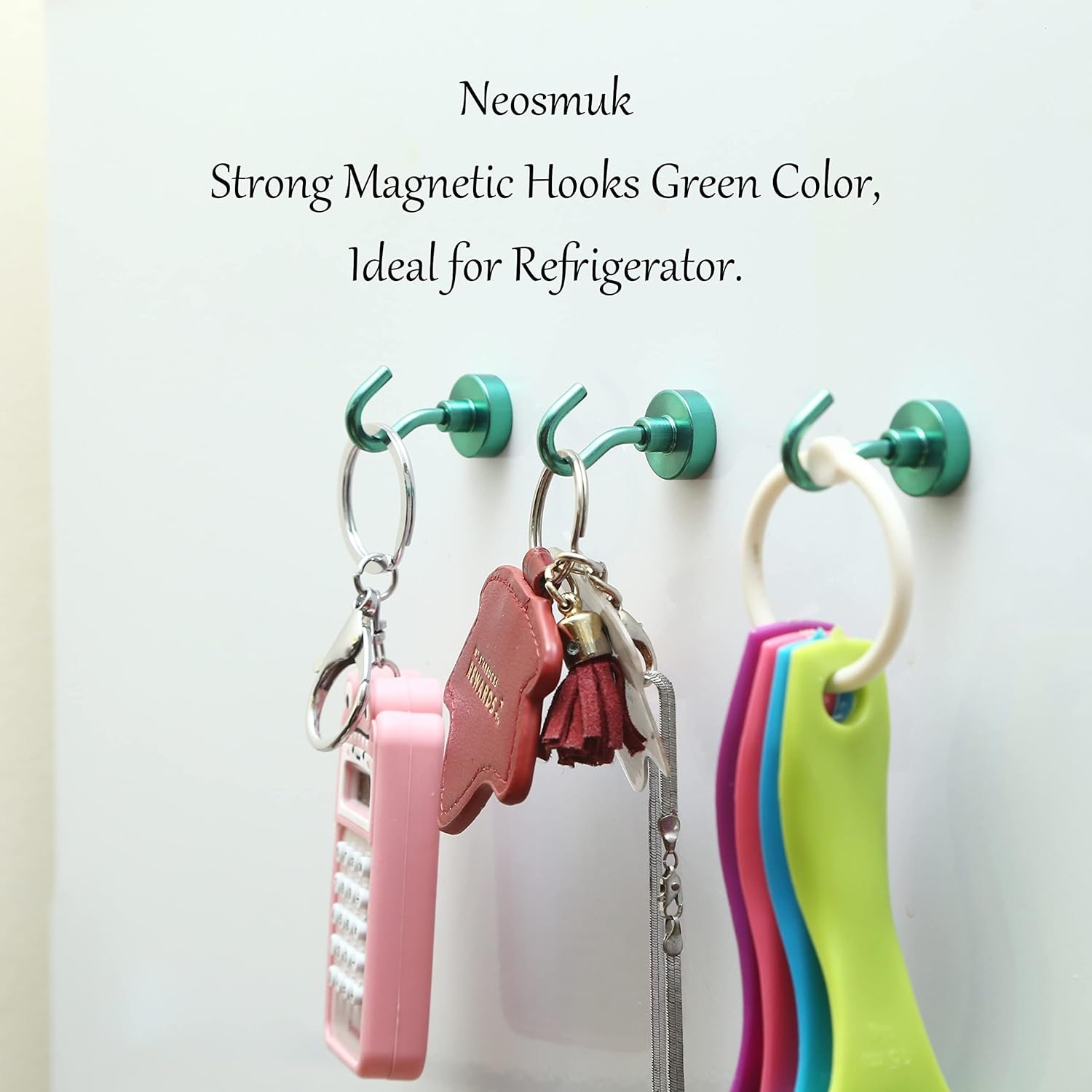 Neosmuk Magnetic Hooks, 30lb+ Heavy Duty Earth Magnets with Hook for Refrigerator, Extra Strong Cruise Hook for Hanging, Magnetic Hanger for Cabins, Grill (Green, Pack of 6) - Image 3