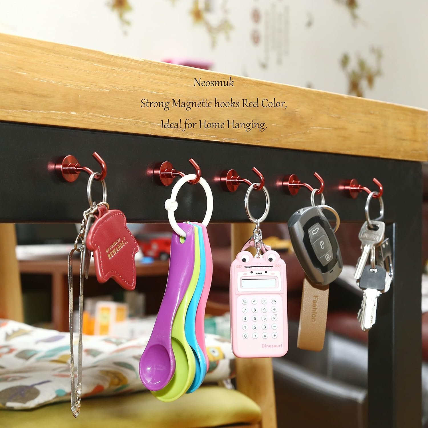 Neosmuk Magnetic Hooks, 30lb+ Heavy Duty Earth Magnets with Hook for Refrigerator, Extra Strong Cruise Hook for Hanging, Magnetic Hanger for Cabins, Grill (Red, Pack of 6) - Image 3