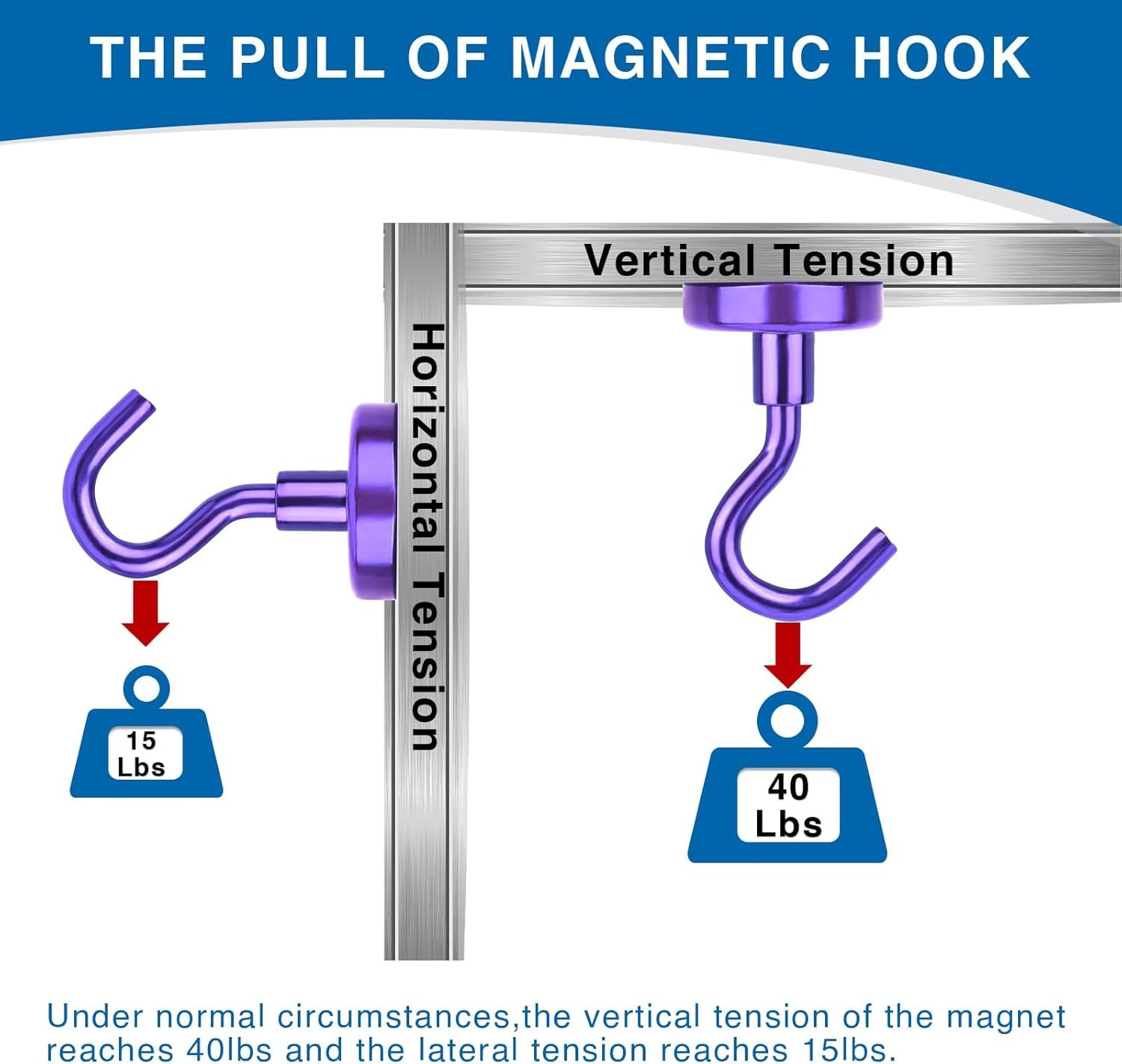 LOVIMAG Cruise Essentials Must Haves, 40Lbs Purple Cruise Magnets, Strong Magnetic Hooks for Hanging Cruise Lanyard, Fridge, Ceiling, 6 Pack - Image 4