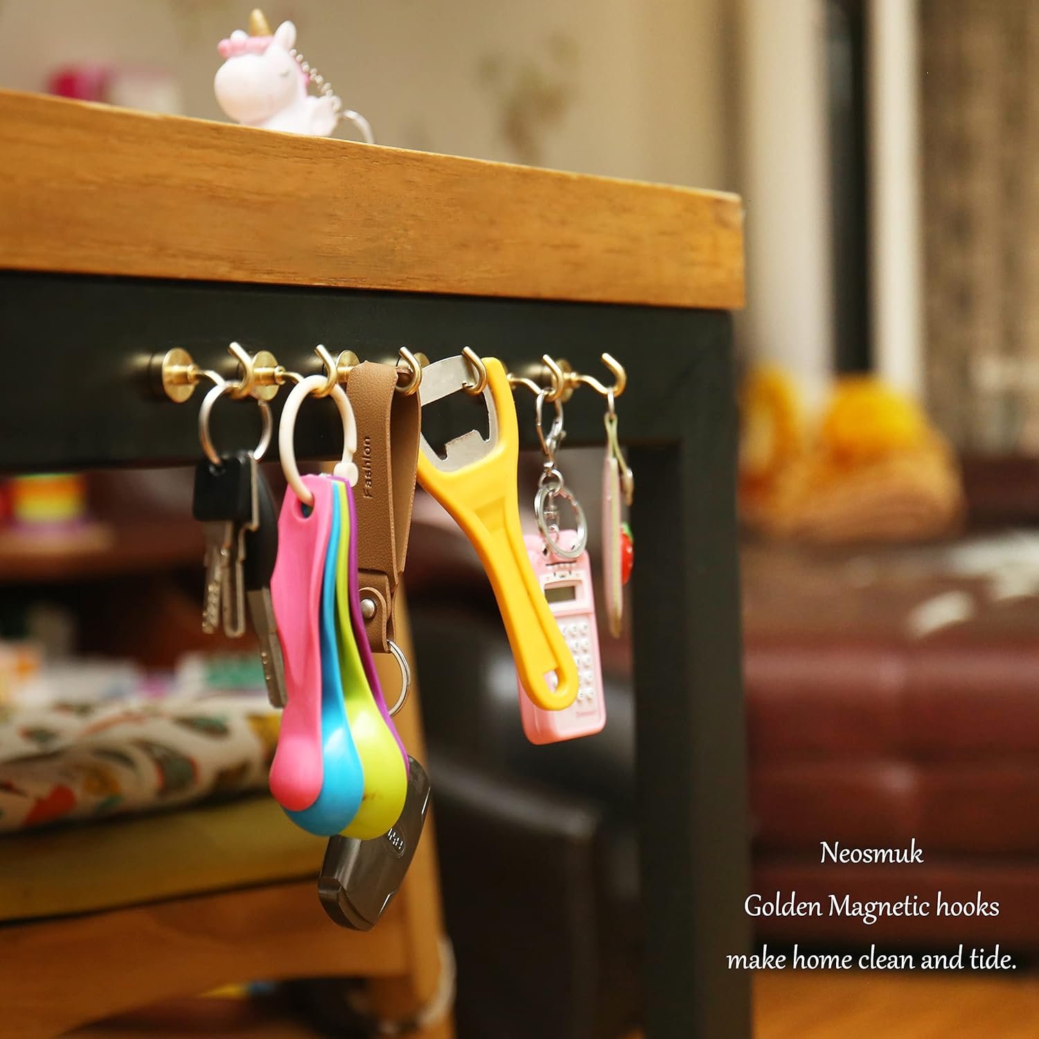 Neosmuk Magnetic Hooks, 30lb+ Heavy Duty Earth Magnets with Hook for Refrigerator, Extra Strong Cruise Hook for Hanging, Magnetic Hanger for Cabins, Grill (Golden, Pack of 6) Visit the Neosmuk Store - Image 4