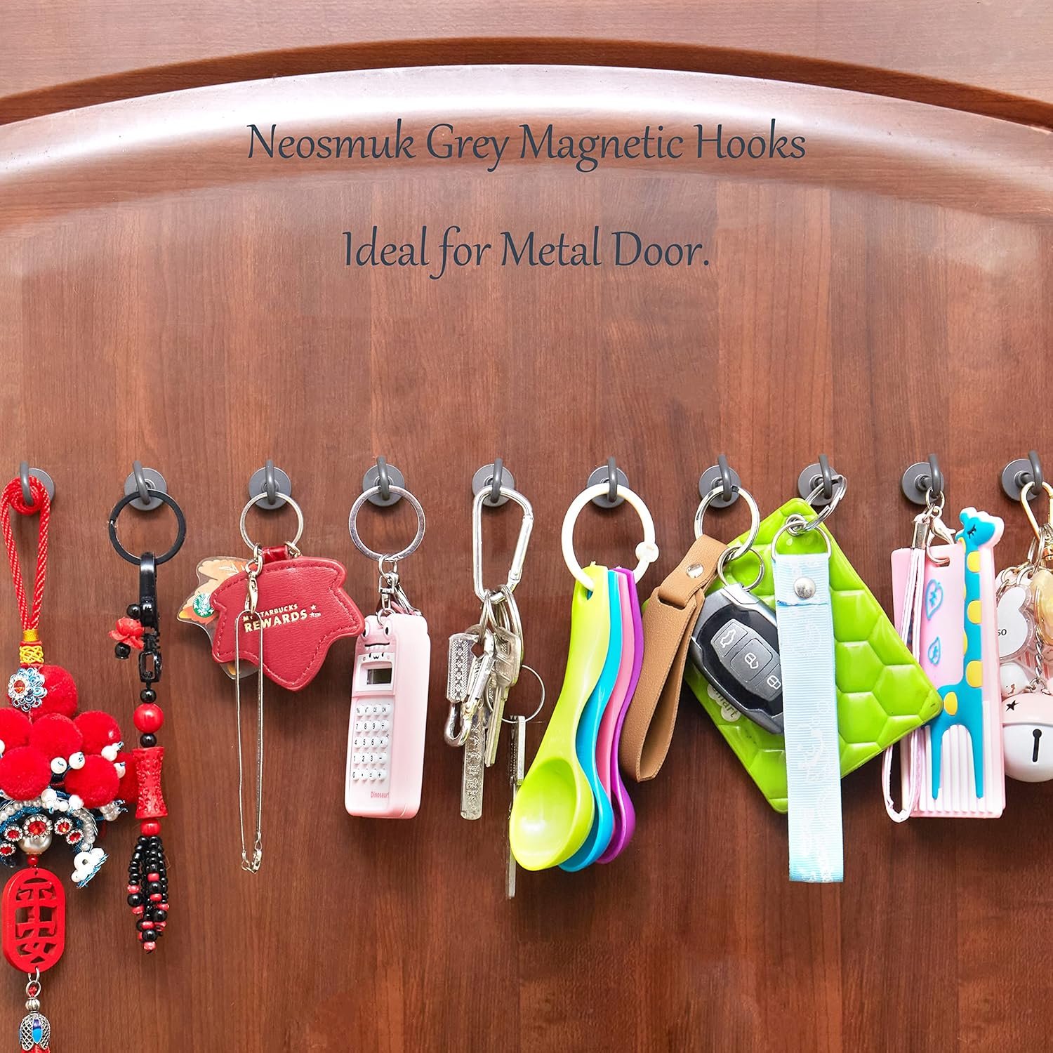 Neosmuk Magnetic Hooks, 30lb+ Heavy Duty Earth Magnets with Hook for Refrigerator, Extra Strong Cruise Hook for Hanging, Magnetic Hanger for Curtain, Grill(Grey, Pack of 6) - Image 4