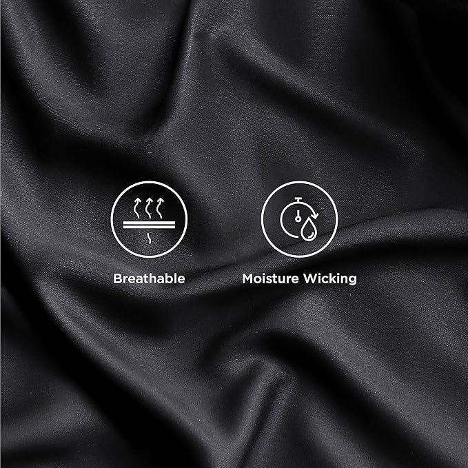 King Size Sheet Set, Cooling Sheets King, Rayon Derived from Bamboo, Deep Pocket Up to 16", Breathable & Soft Bed Sheets, Hotel Luxury Silky Bedding Sheets & Pillowcases, Black - Image 4