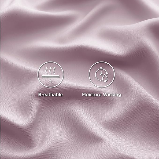 King Size Sheets Set, Cooling Sheets for Hot Sleepers, Rayon Derived from Bamboo, Breathable & Soft, Deep Pocket Up to 16 Inches, Hotel Luxury Silky Bedding, Lavender - Image 4