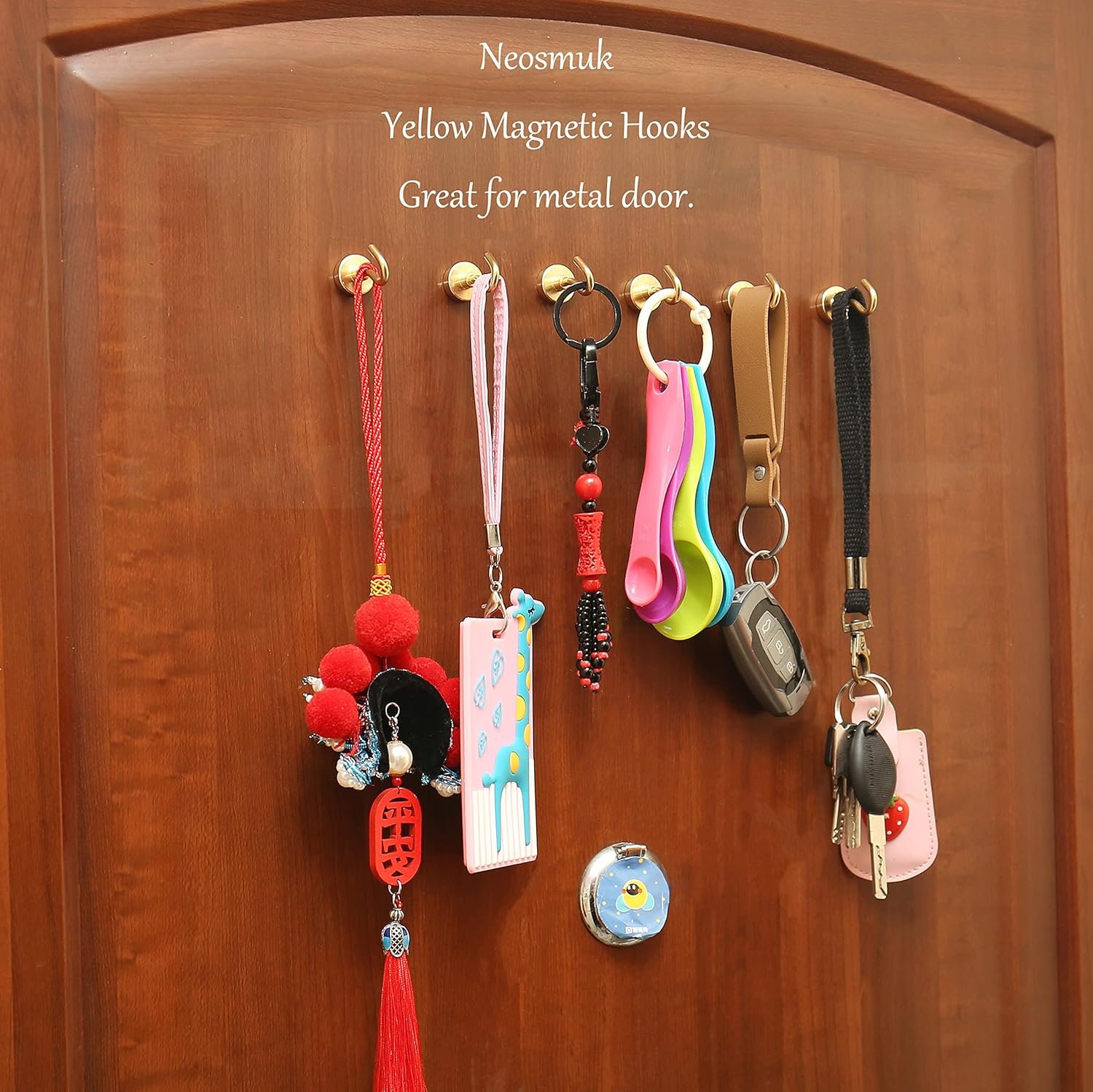 Neosmuk Magnetic Hooks, 30lb+ Heavy Duty Earth Magnets with Hook for Refrigerator, Extra Strong Cruise Hook for Hanging, Magnetic Hanger for Cabins, Grill (Golden, Pack of 6) Visit the Neosmuk Store - Image 5