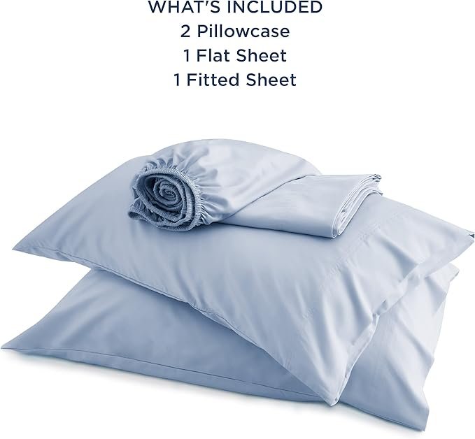 King Size Sheets Set, Cooling Sheets for Hot Sleepers, Rayon Derived from Bamboo, Breathable & Soft, Deep Pocket Up to 16 Inches, Hotel Luxury Silky Bedding, Mineral Blue - Image 5