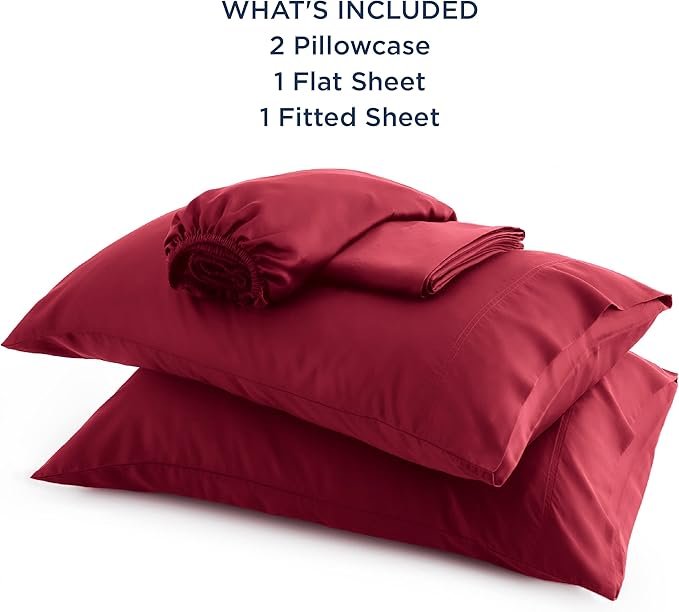 King Size Sheets Set, Cooling Sheets for Hot Sleepers, Rayon Derived from Bamboo, Breathable & Soft, Deep Pocket Up to 16 Inches, Hotel Luxury Silky Bedding, Burgundy - Image 5
