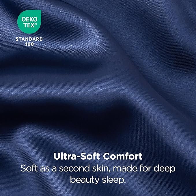 Satin Pillowcases, Similar to Silk Pillow Cases Queen Size Set of 2, Pillow Case for Sleeping Women with Envelope Closure, Gifts for Women Men, Navy, 20x30 Inches, 2pcs - Image 5