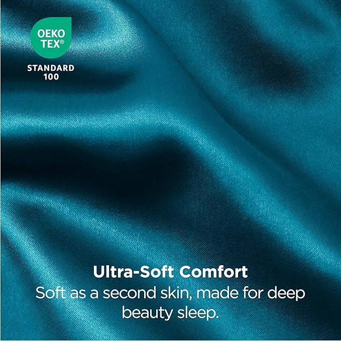 Satin Pillowcases, Similar to Silk Pillow Cases Queen Size Set of 2, Pillow Case for Sleeping Women with Envelope Closure, Gifts for Women Men, Teal, 20x30 Inches, 2pcs - Image 5