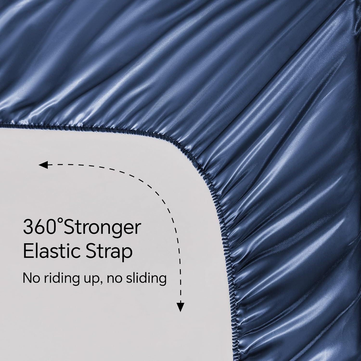 Satin Sheets Queen Size Bed Set, Luxury Soft Navy Silky Sheets for Hair and Skin, Similar to Silk Bed Sheets Set 4 Pieces (1 Deep Pocket Fitted Sheet, 1 Flat Sheet, and 2 Pillowcases) - Image 5