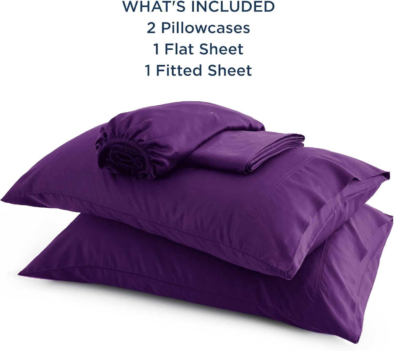 King Size Sheets Set, Cooling Sheets for Hot Sleepers, Rayon Derived from Bamboo, Breathable & Soft, Deep Pocket Up to 16 Inches, Hotel Luxury Silky Bedding, Plum - Image 6