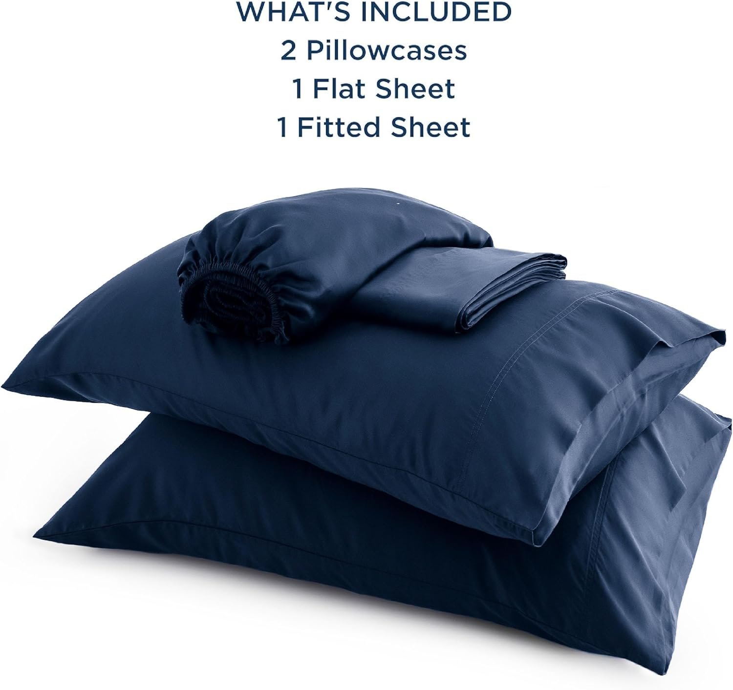 King Size Sheets Set, Cooling Sheets for Hot Sleepers, Rayon Derived from Bamboo, Breathable & Soft, Deep Pocket Up to 16 Inches, Hotel Luxury Silky Bedding, Navy - Image 6