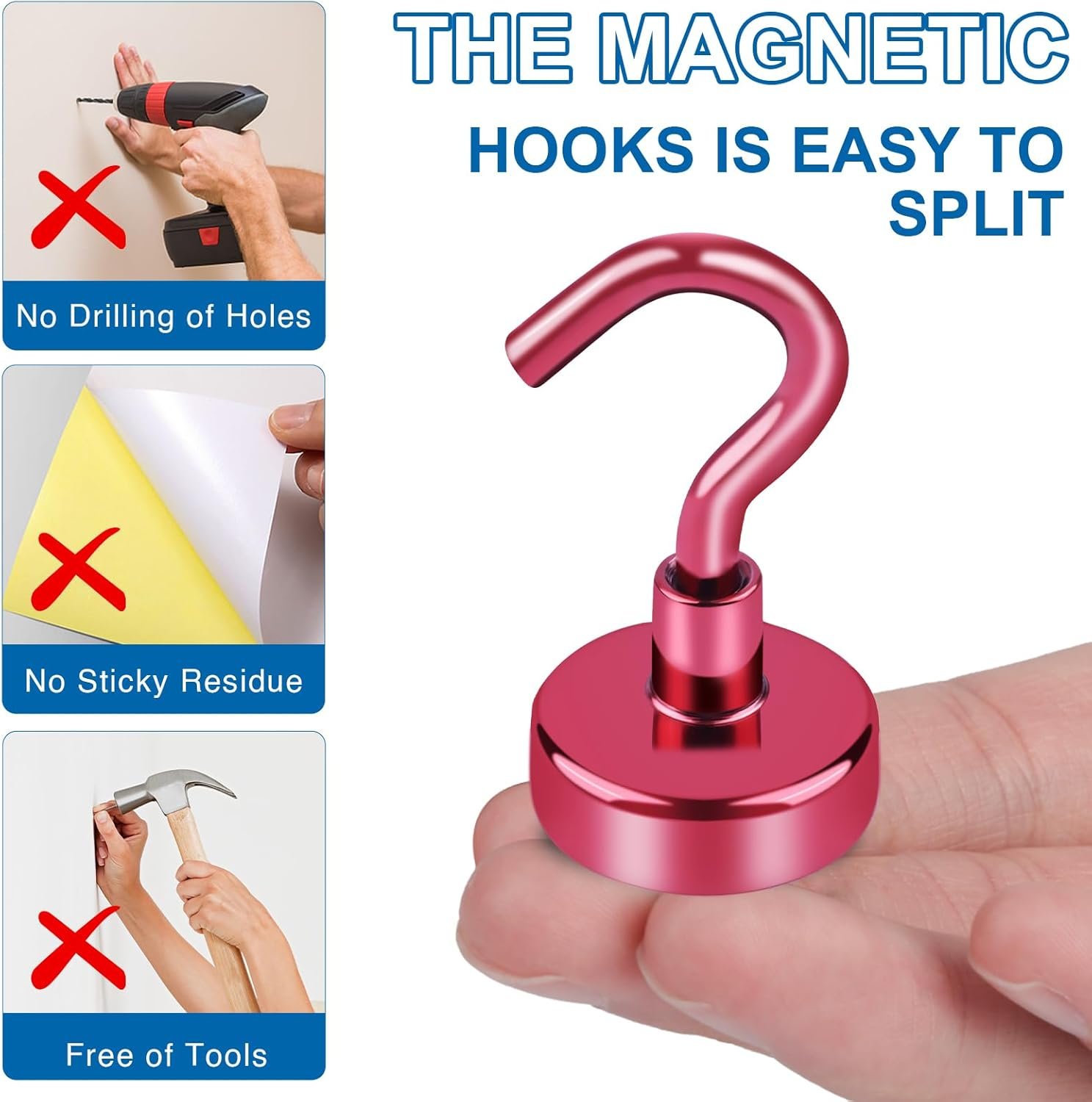 LOVIMAG Cruise Essentials, 40Lbs Red Cruise Magnets, Magnet Hooks for Cruise Cabin,Strong Magnetic Hooks for Hanging Cruise Lanyard, Fridge, Ceiling, 6 Pack - Image 6