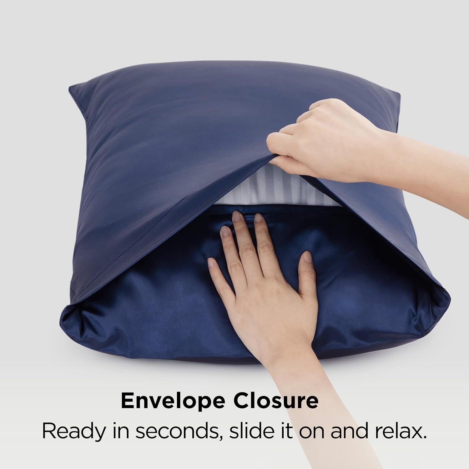 Satin Pillowcases, Similar to Silk Pillow Cases Queen Size Set of 2, Pillow Case for Sleeping Women with Envelope Closure, Gifts for Women Men, Navy, 20x30 Inches, 2pcs - Image 7