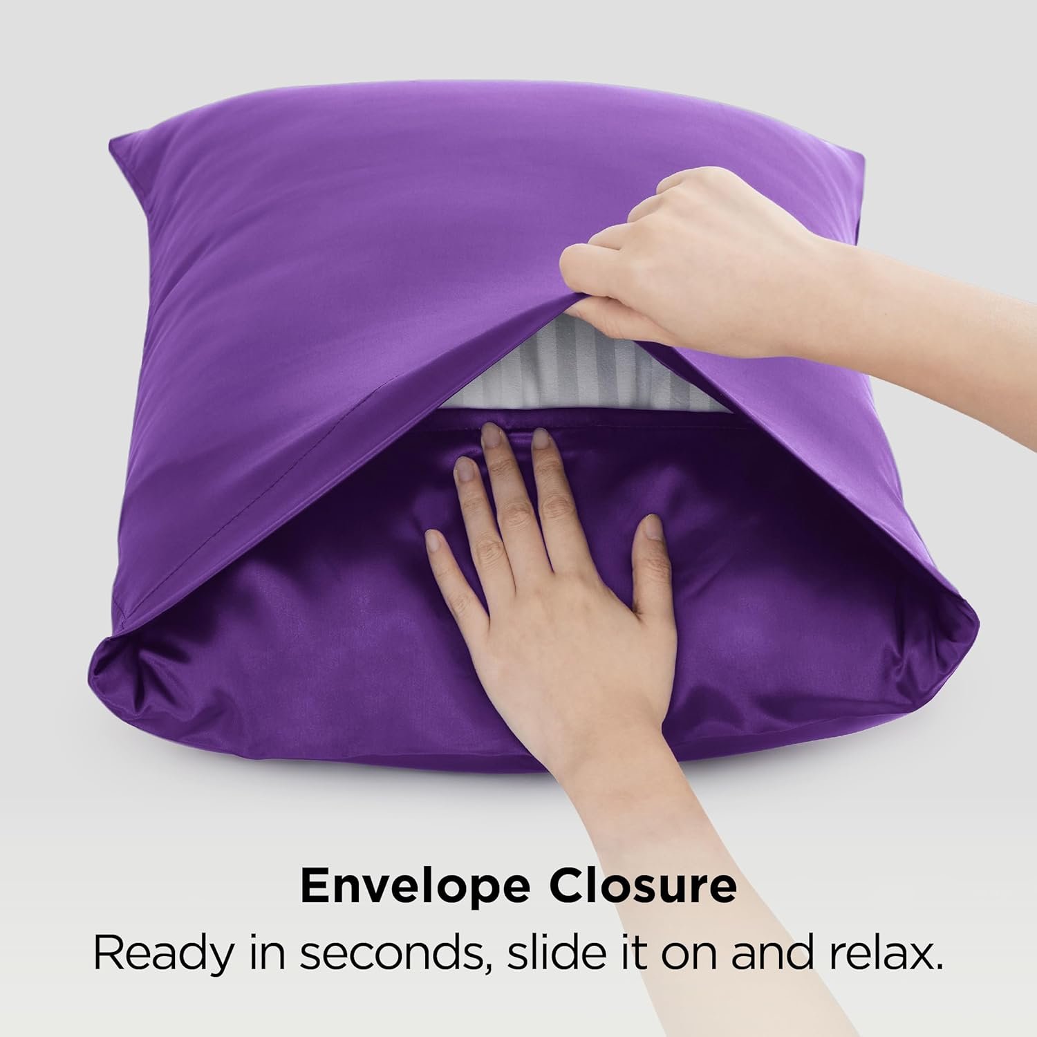 Satin Pillowcases, Similar to Silk Pillow Cases Queen Size Set of 2, Purple Pillow Case for Sleeping Women with Envelope Closure, Gifts for Women Men, 20x30 Inches, 2pcs - Image 7