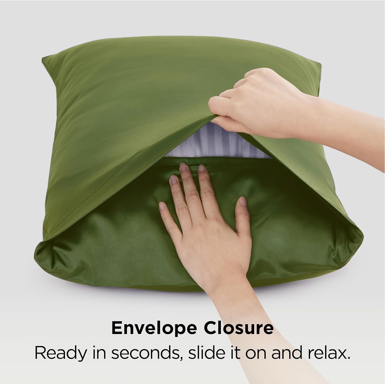Satin Pillowcase for Hair and Skin Queen - Olive Green Silky Pillowcase 2 Pack with Envelope Closure, Similar to Silk Pillow Cases, Gifts for Women Men, 20x30 Inches, 2pcs - Image 7