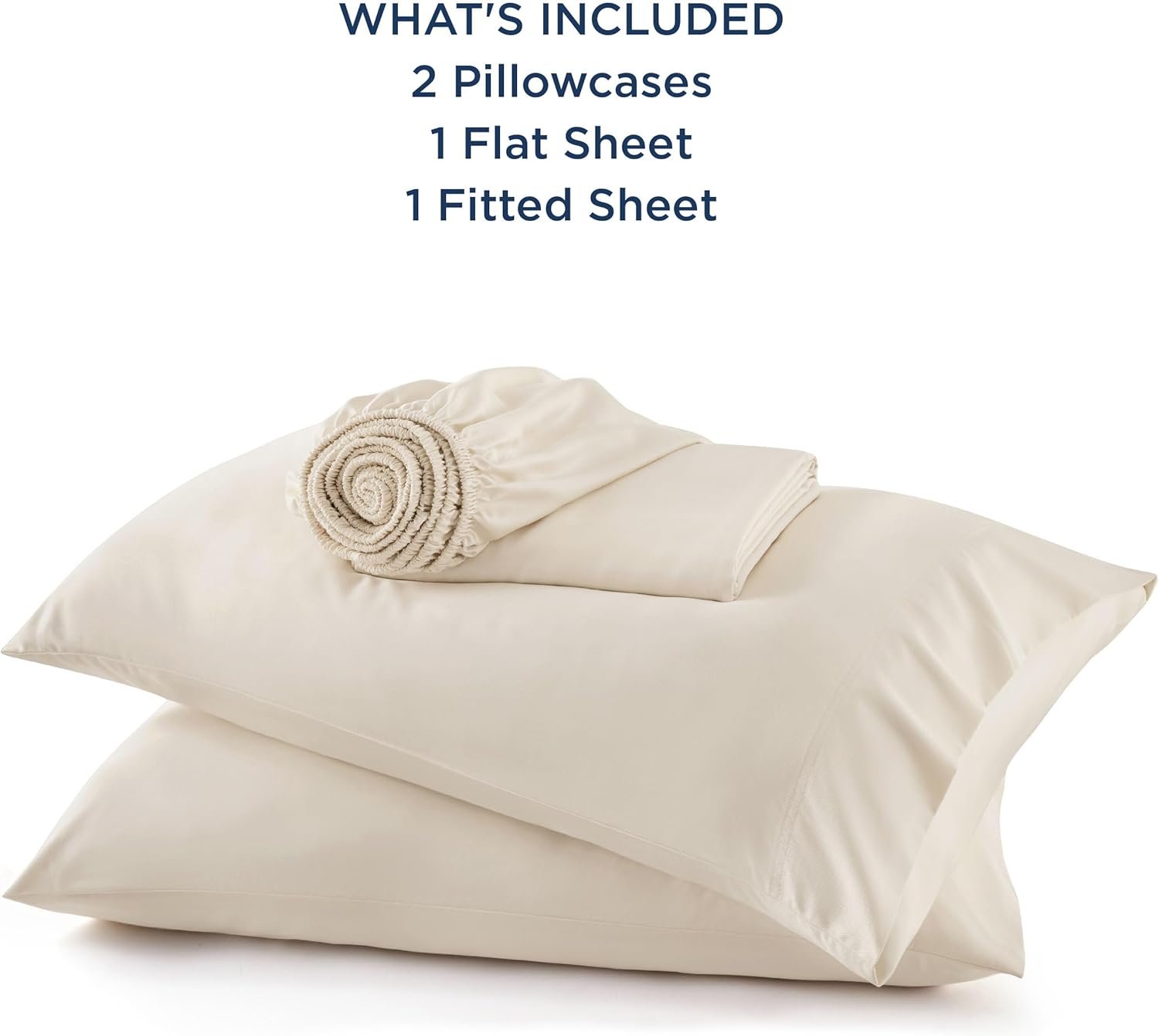 King Size Sheets Set, Cooling Sheets for Hot Sleepers, Rayon Derived from Bamboo, Breathable & Soft, Deep Pocket Up to 16 Inches, Hotel Luxury Silky Bedding, Light Beige - Image 7