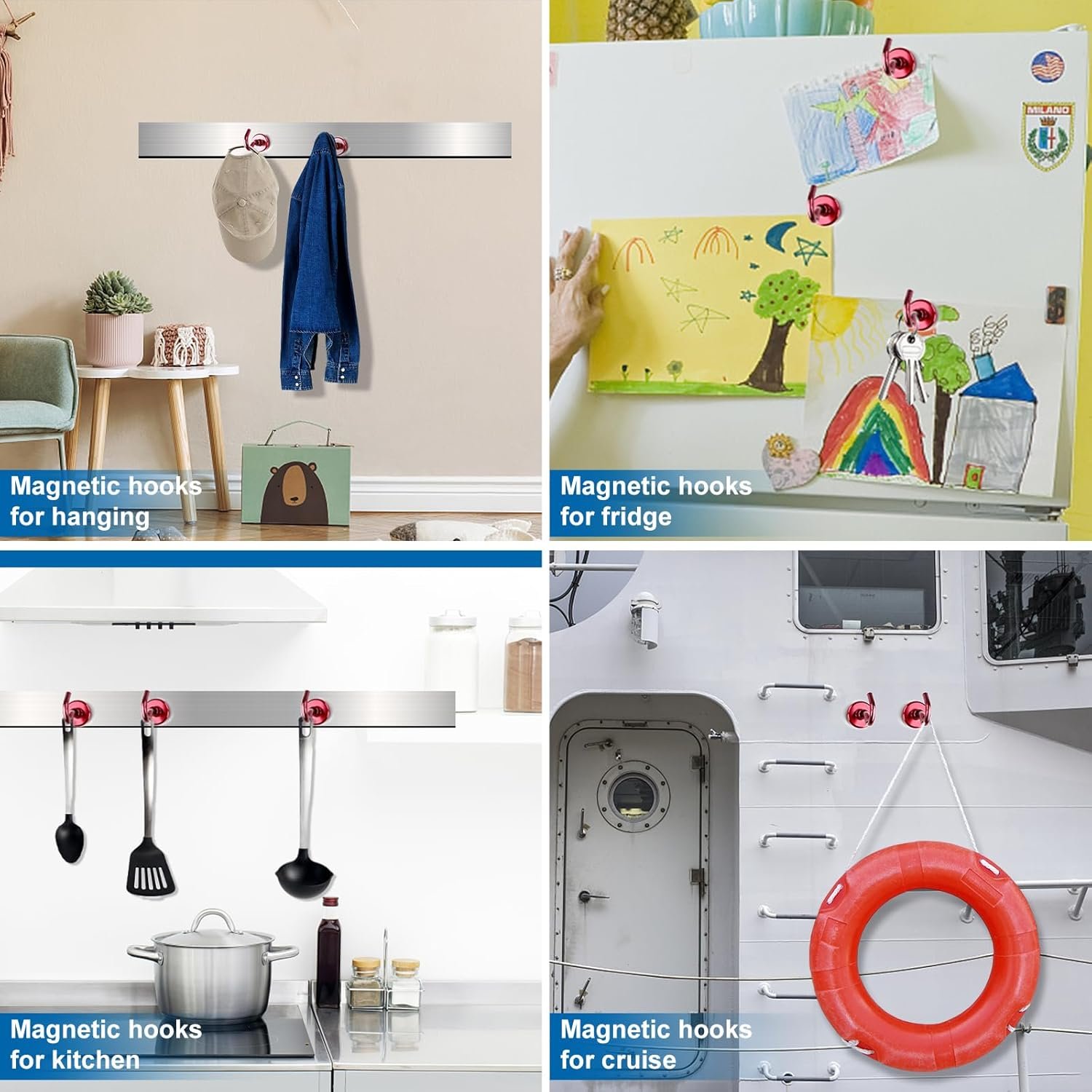 LOVIMAG Cruise Essentials, 40Lbs Red Cruise Magnets, Magnet Hooks for Cruise Cabin,Strong Magnetic Hooks for Hanging Cruise Lanyard, Fridge, Ceiling, 6 Pack - Image 7